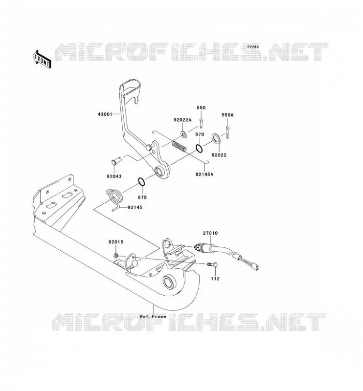 BRAKE PEDAL Kawasaki QUAD 650 2003 KVF650 4X4  KVF650-A2