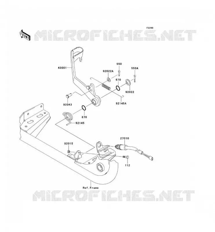 BRAKE PEDAL Kawasaki QUAD 650 2003 KVF650 4X4  KVF650-A2