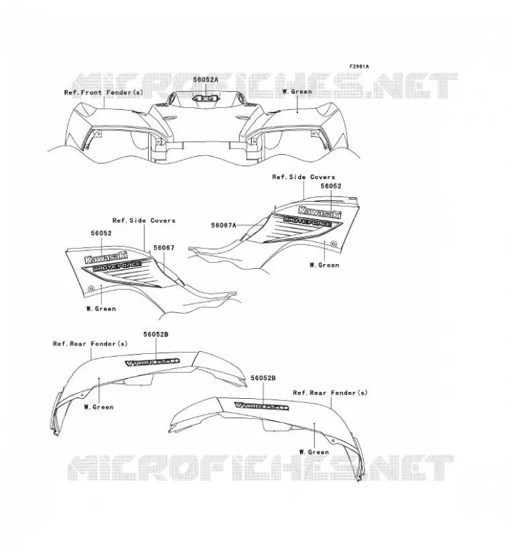 STICKER(W.GREEN) Kawasaki QUAD 650 2006 KVF650 4X4  KVF650D6F