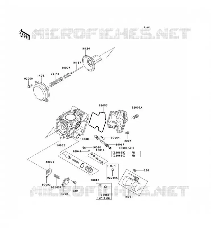 CARBURETOR PARTS Kawasaki QUAD 650 2006 KVF650 4X4  KVF650D6F