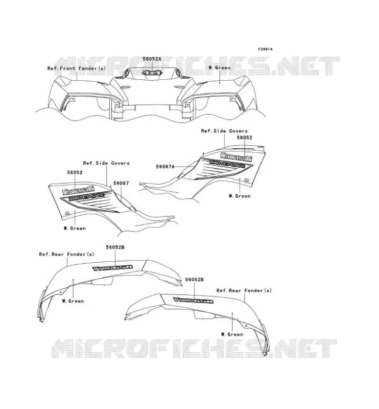 STICKER(W.GREEN) Kawasaki QUAD 650 2006 KVF650 4X4  KVF650D6F