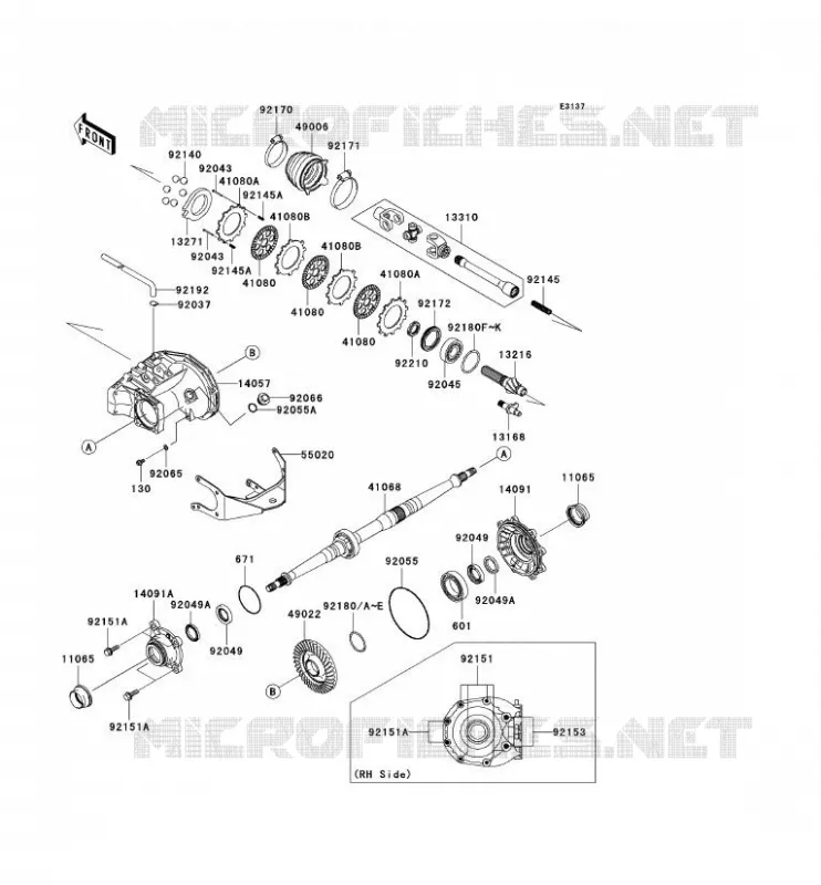 DRIVE SHAFT(ARRI&Egrave;RE) Kawasaki QUAD 650 2007 KVF650 4X4  KVF650D7F