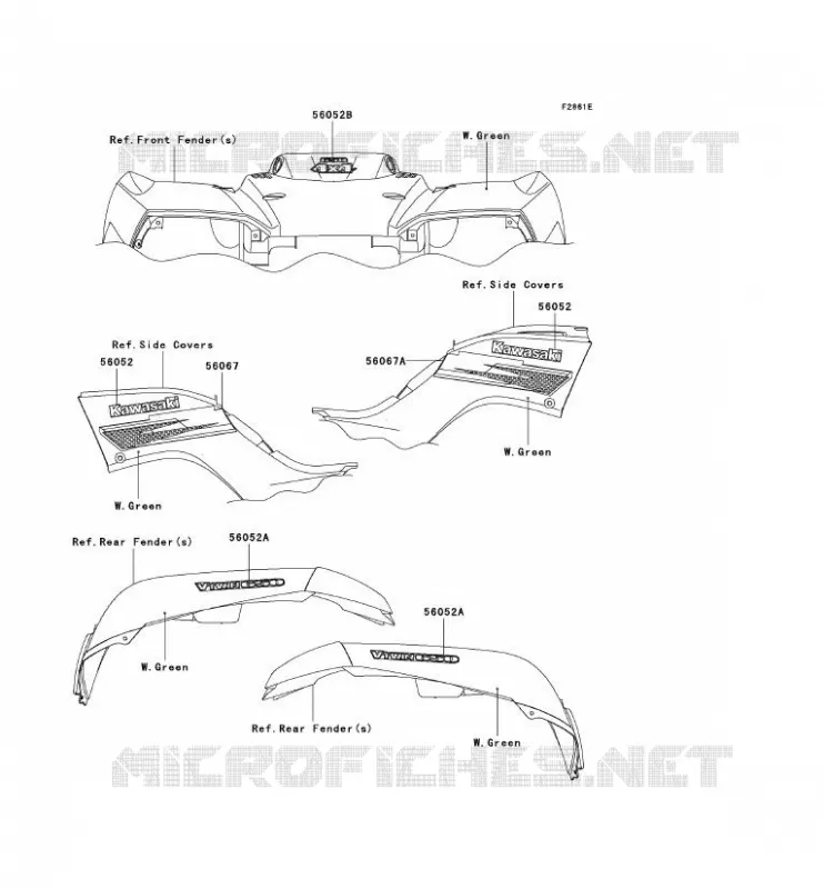STICKER(W.GREEN) Kawasaki QUAD 650 2007 KVF650 4X4  KVF650D7F
