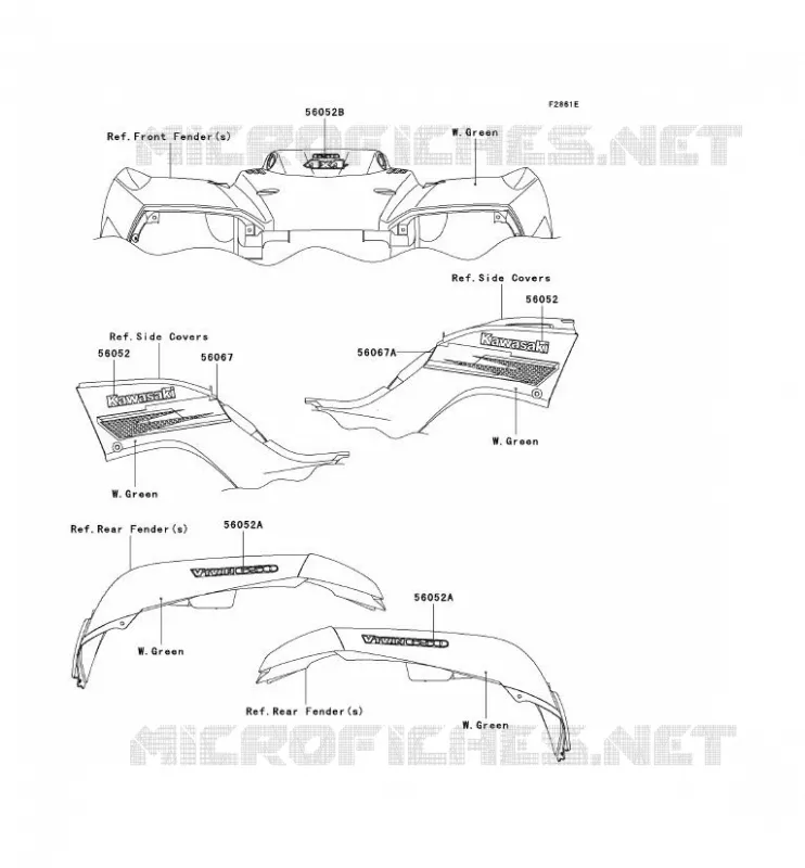 STICKER(W.GREEN) Kawasaki QUAD 650 2007 KVF650 4X4  KVF650D7F