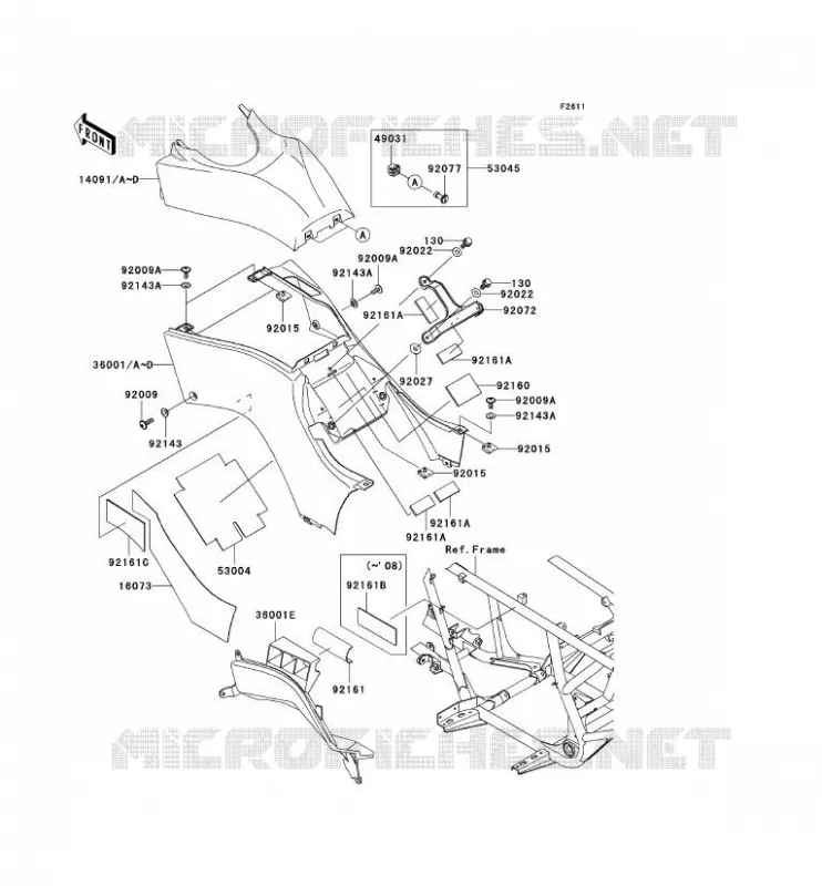 SIDE COWLING Kawasaki QUAD 650 2008 KVF650 4X4  KVF650D8F