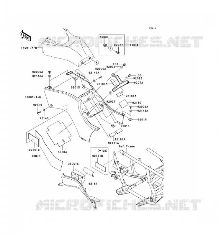 SIDE COWLING Kawasaki QUAD 650 2008 KVF650 4X4  KVF650D8F