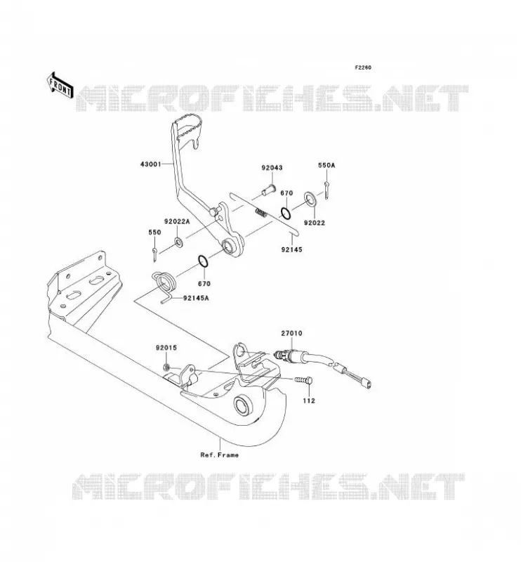 BRAKE PEDAL Kawasaki QUAD 650 2008 KVF650 4X4  KVF650D8F
