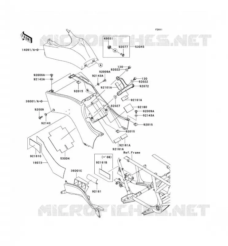 SIDE COWLING Kawasaki QUAD 650 2009 KVF650 4X4  KVF650D9F