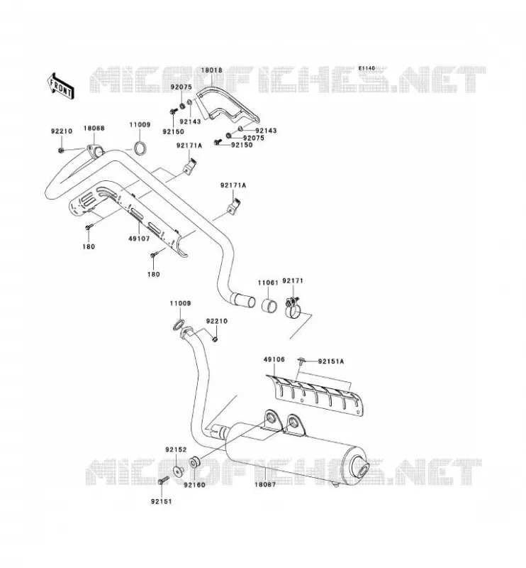EXHAUST Kawasaki QUAD 650 2011 KVF650 4X4  KVF650DBF