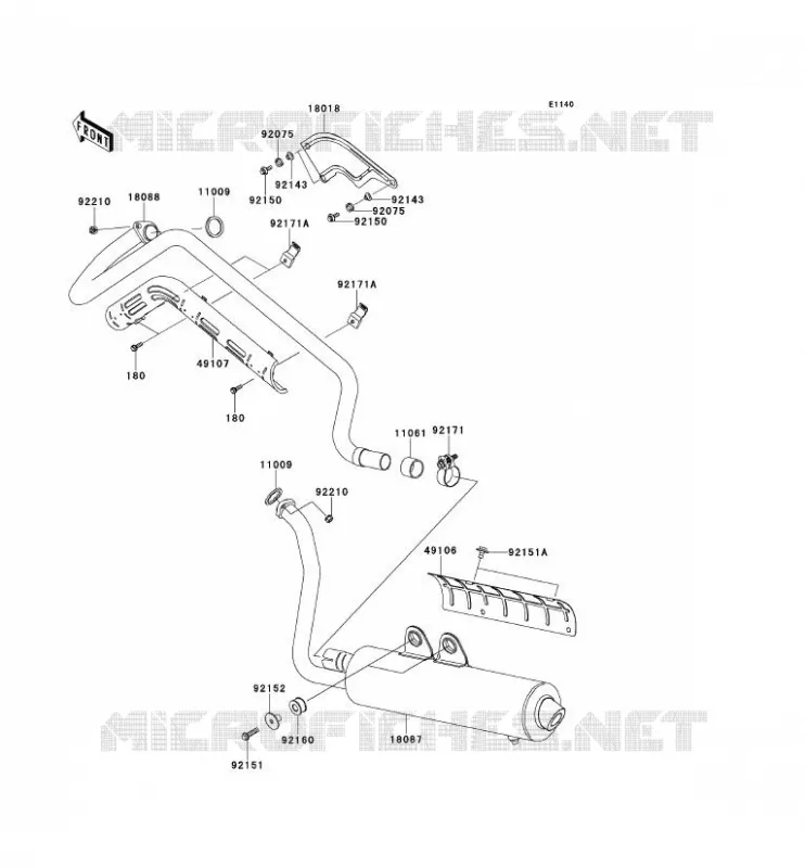 EXHAUST Kawasaki QUAD 650 2011 KVF650 4X4  KVF650DBF