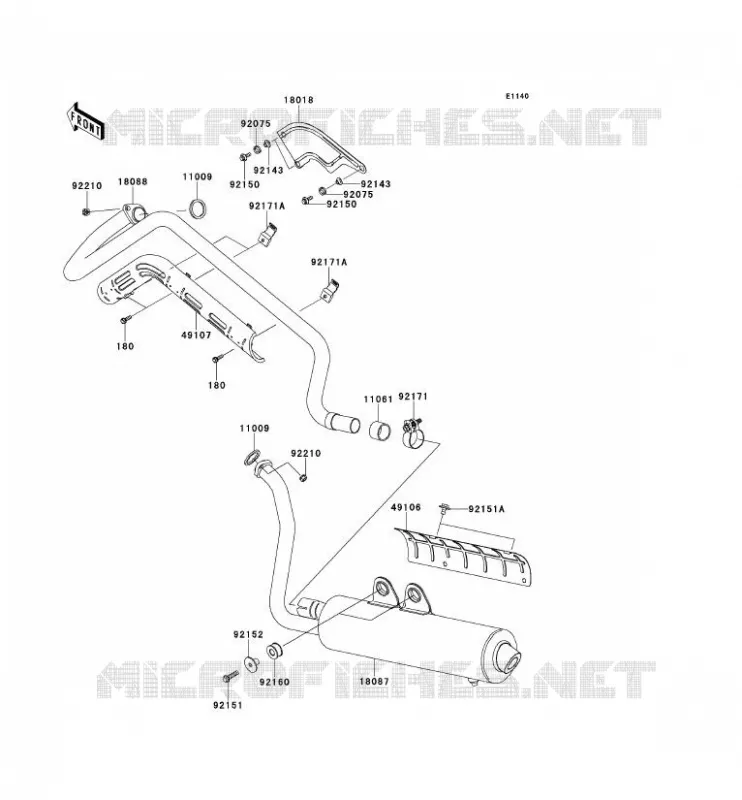 EXHAUST Kawasaki QUAD 650 2012 KVF650 4X4  KVF650DCF