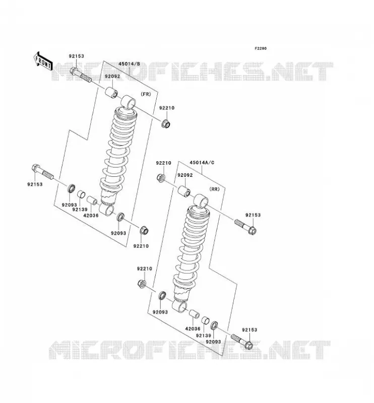 SUSPENSION - SHOCK ABSORBER Kawasaki QUAD 650 2010 KVF650 4X4I  KVF650FAF
