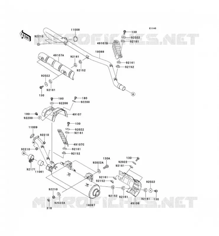 EXHAUST Kawasaki QUAD 650 2012 KVF650 4X4  KVF650FCF