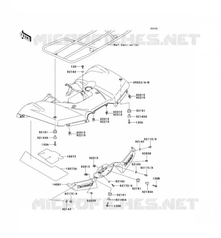 REAR FENDER Kawasaki QUAD 650 2012 KVF650 4X4I  KVF650FCS