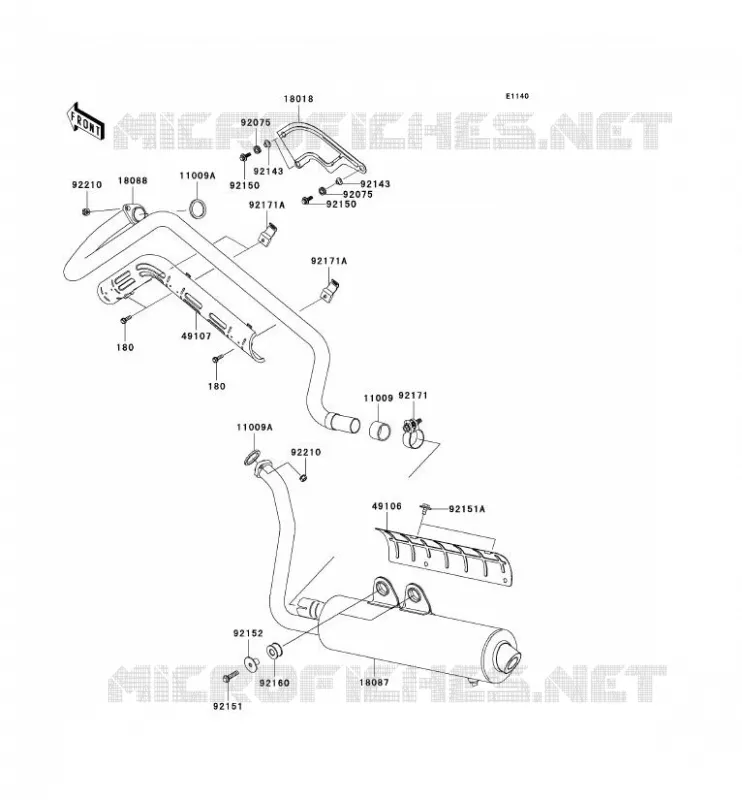 EXHAUST Kawasaki QUAD 700 2004 KVF700 4X4  KVF700-A1
