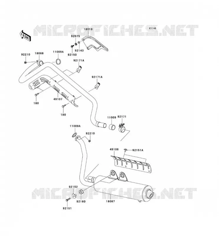 EXHAUST Kawasaki QUAD 700 2004 KVF700 4X4  KVF700-A1