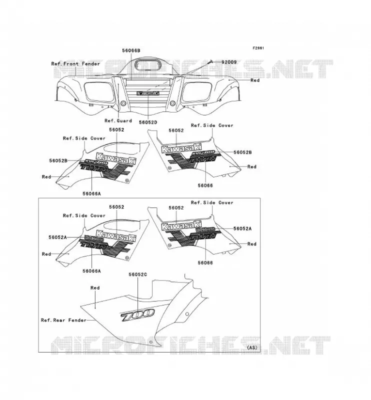 STICKER(RED) Kawasaki QUAD 700 2004 KVF700 4X4  KVF700-A1