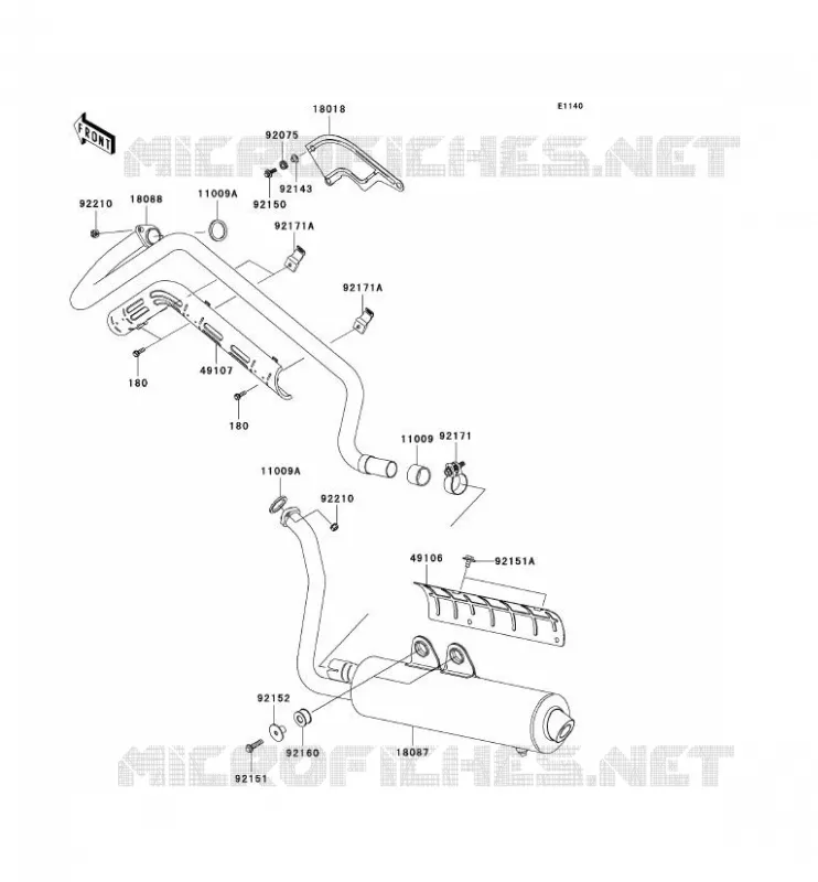 EXHAUST Kawasaki QUAD 700 2006 KVF700 4X4  KVF700D6F