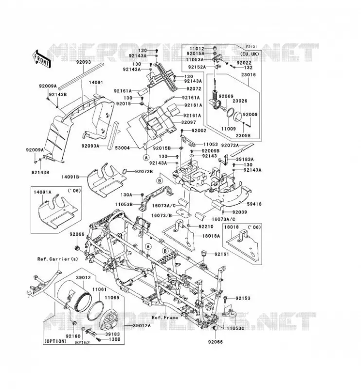 FRAME PARTS (COUVERTURE) Kawasaki QUAD 750 2007 KVF750 4X4  KVF750A7F