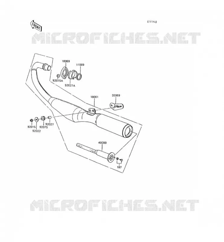 EXHAUST Kawasaki MOTOS 80 1990 AR80  AR80-C8