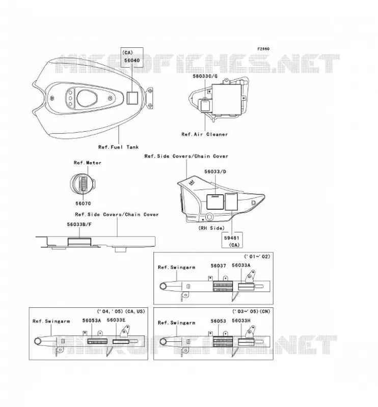 LABELS Kawasaki MOTOS 125 2001 ELIMINATOR 125  BN125-A4
