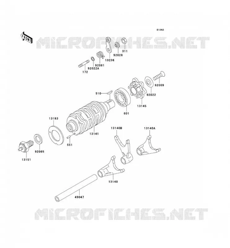 GEAR CHANGE DRUM - SHIFT FORKS Kawasaki MOTOS 125 2004 ELIMINATOR 125  BN125-A7