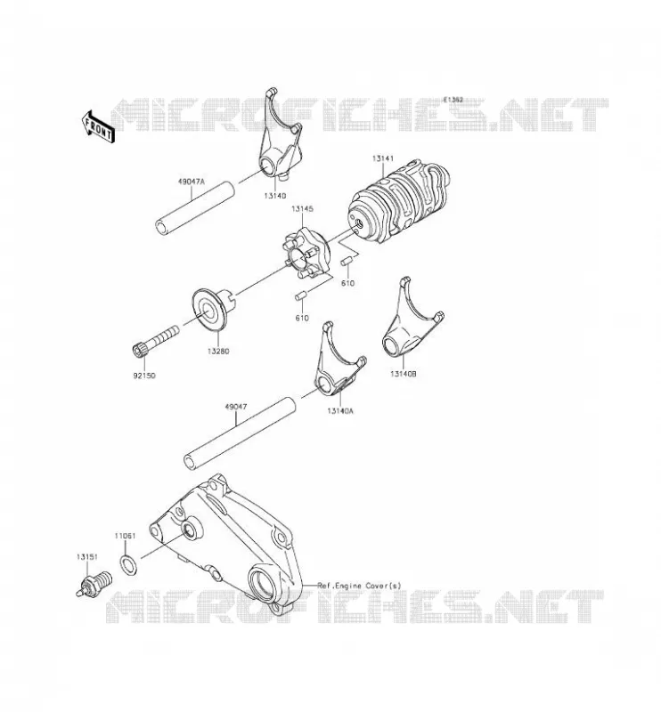 GEAR CHANGE DRUM - SHIFT FORKS Kawasaki MOTOS 250 2015 Z250SL  BR250EFS