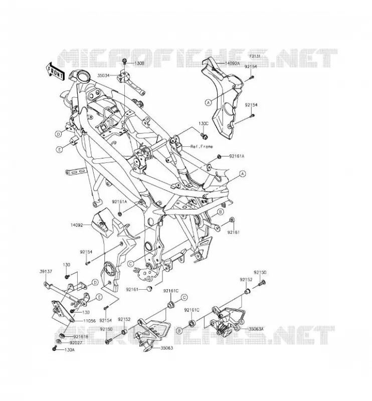 FRAME PARTS (COUVERTURE) Kawasaki MOTOS 250 2015 Z250SL ABS  BR250FFF