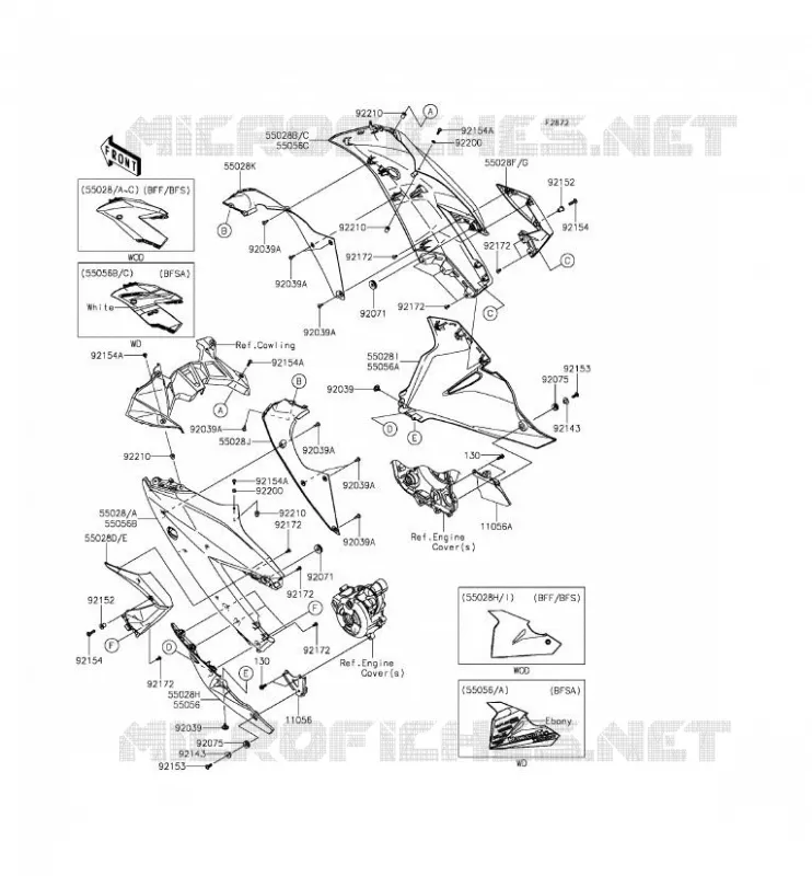 LOWER COWLING Kawasaki MOTOS 250 2015 NINJA 250SL ABS  BX250BFS