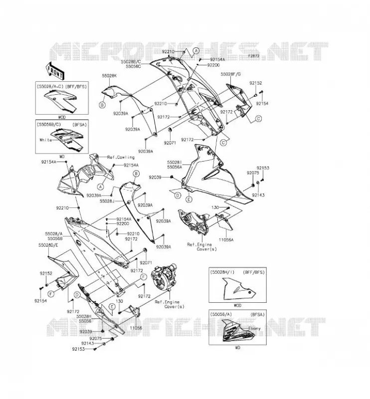 LOWER COWLING Kawasaki MOTOS 250 2015 NINJA 250SL ABS  BX250BFSA