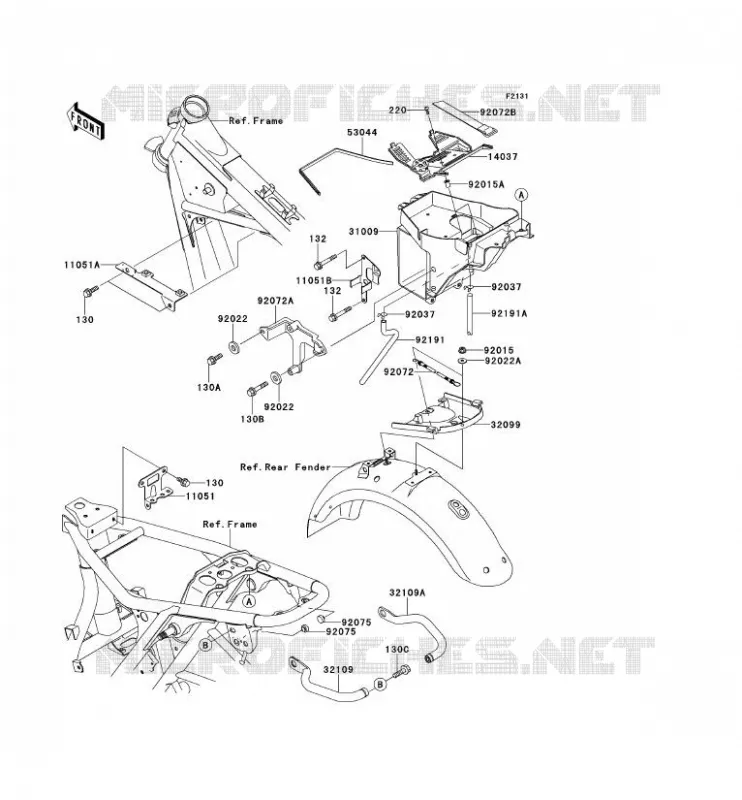 FRAME PARTS (COUVERTURE) Kawasaki MOTOS 650 2000 W650  EJ650-A2