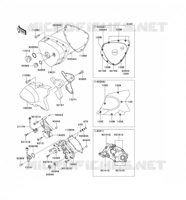 LEFT ENGINE COVER Kawasaki MOTOS 650 2000 W650  EJ650-A2