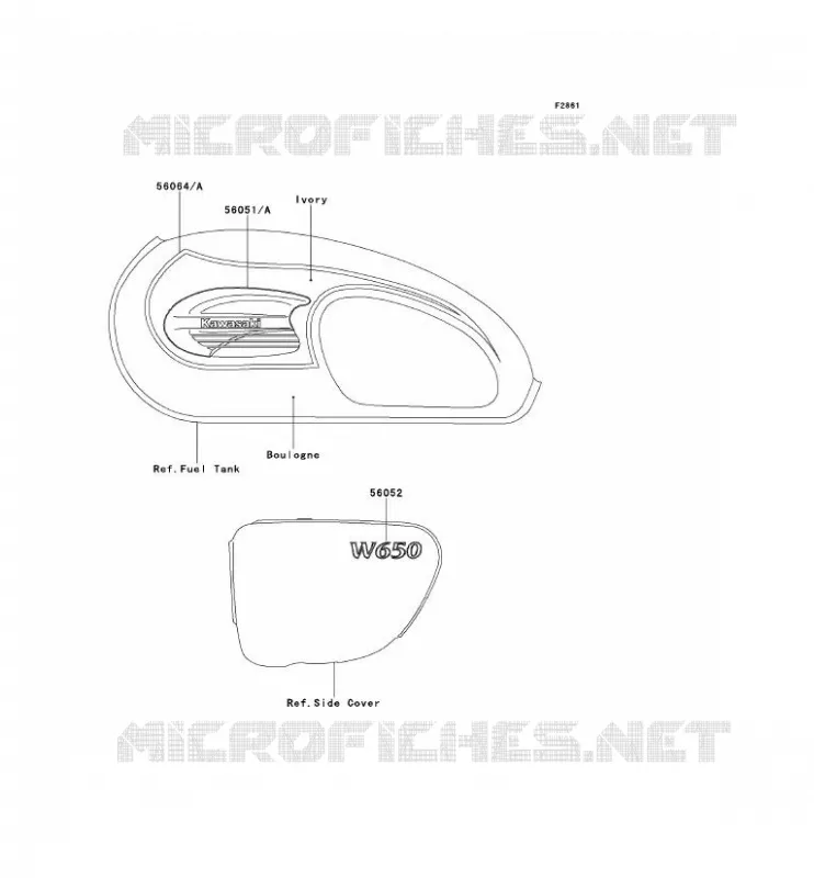 STICKER(BOULOGNE/IVOIR) Kawasaki MOTOS 650 2001 W650  EJ650-C3