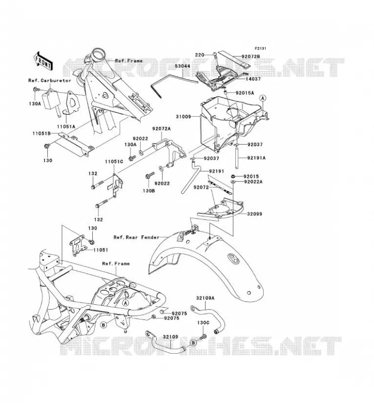 FRAME PARTS (COUVERTURE) Kawasaki MOTOS 650 2006 W650  EJ650C6F