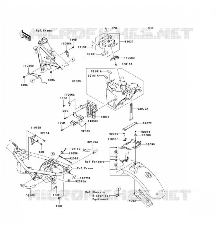 FRAME PARTS (COUVERTURE) Kawasaki MOTOS 800 2011 W800  EJ800ABF