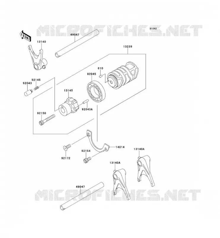 GEAR CHANGE DRUM - SHIFT FORKS Kawasaki MOTOS 800 2013 W800  EJ800ADF