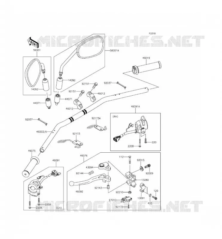 HANDLEBAR Kawasaki MOTOS 800 2015 W800  EJ800AFF