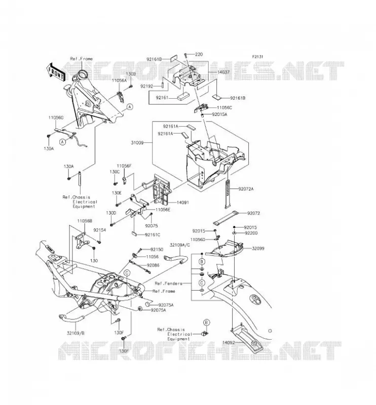FRAME PARTS (COUVERTURE) Kawasaki MOTOS 800 2015 W800  EJ800AFFA