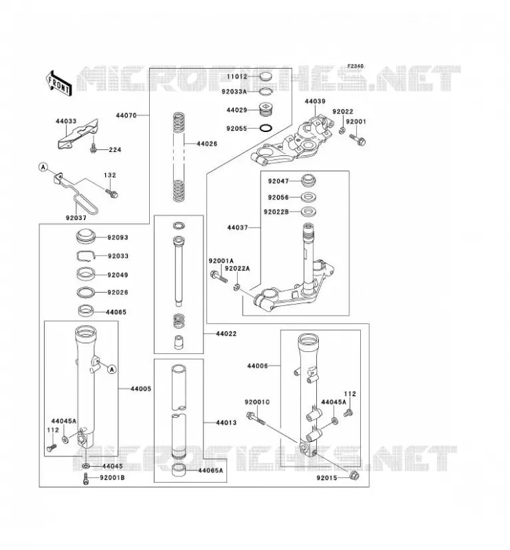 FRONT FORK Kawasaki MOTOS 250 1996 ELIMINATOR 250  EL250-D7
