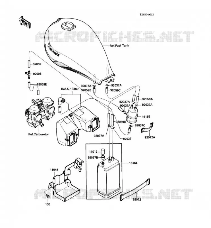 FUEL EVAPORATION SYSTEM Kawasaki MOTOS 450 1985 LTD450  EN450-A1