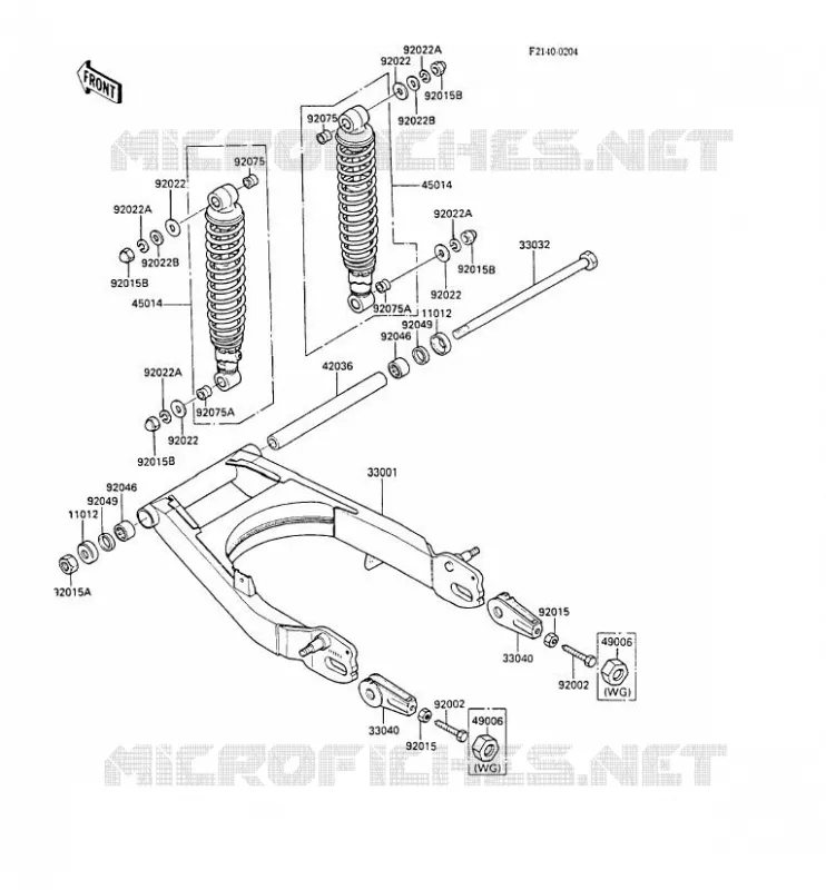 SWINGARM - SUSPENSION - SHOCK ABSORBER Kawasaki MOTOS 450 1987 LTD450 LIQUID COOLED  EN450-A3