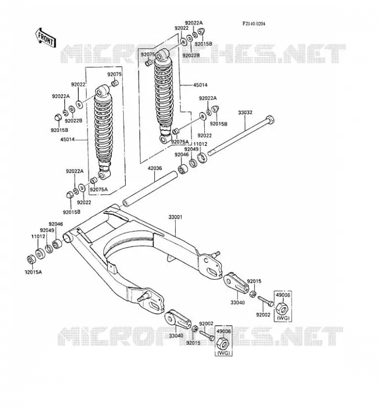 SWINGARM - SUSPENSION - SHOCK ABSORBER Kawasaki MOTOS 450 1987 LTD450 LIQUID COOLED  EN450-A3