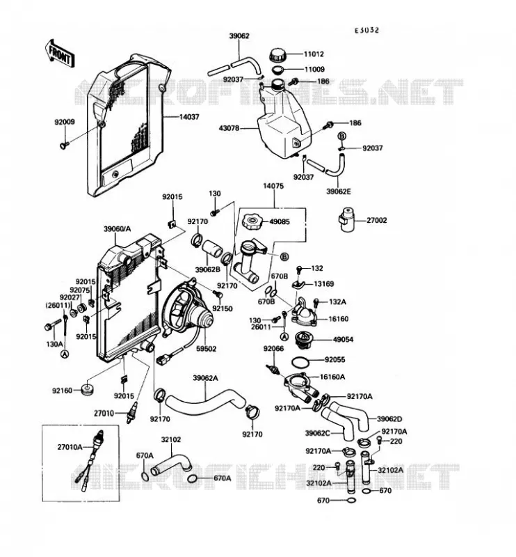RADIATOR Kawasaki MOTOS 450 1987 LTD450  EN450-A3