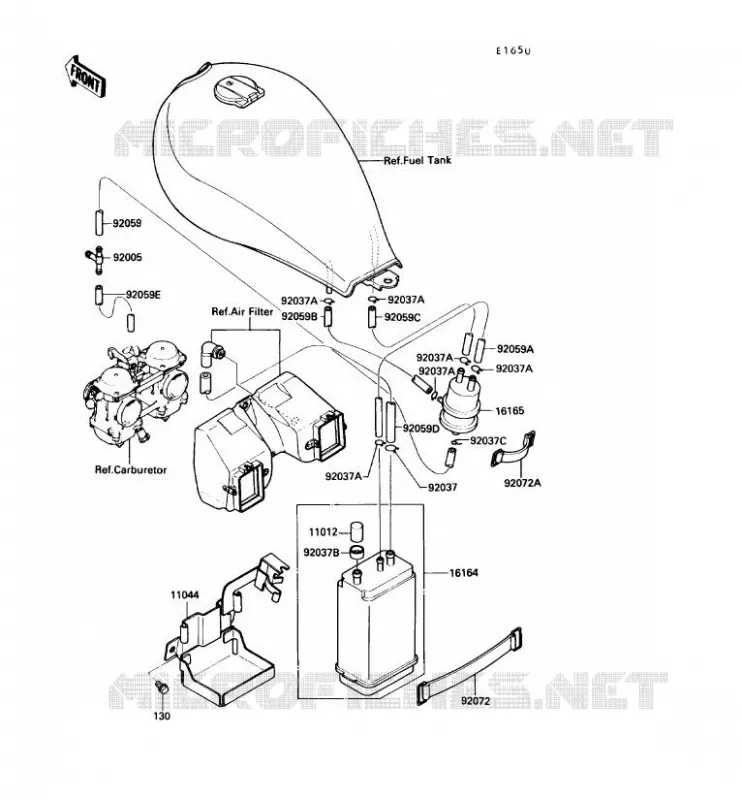 FUEL EVAPORATION SYSTEM Kawasaki MOTOS 450 1990 LTD450  EN450-A6