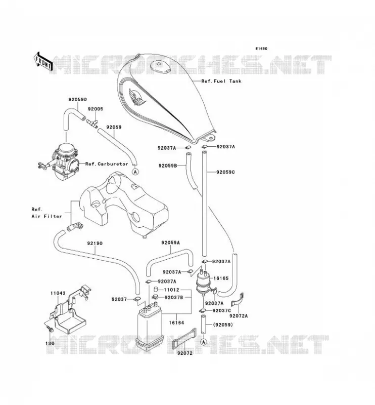 FUEL EVAPORATION SYSTEM Kawasaki MOTOS 500 1993 EN500  EN500-A4