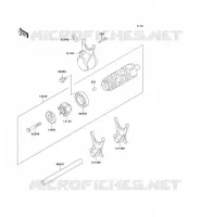 GEAR CHANGE DRUM   SHIFT FORKS voor Kawasaki EN500 1994