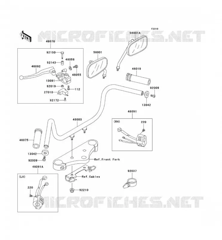 HANDLEBAR Kawasaki MOTOS 500 2009 EN500 LTD  EN500C9F