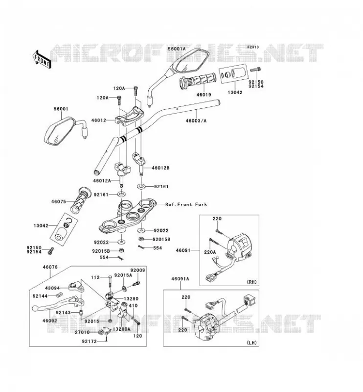 HANDLEBAR Kawasaki MOTOS 650 2011 ER-6N ABS  ER650DBF