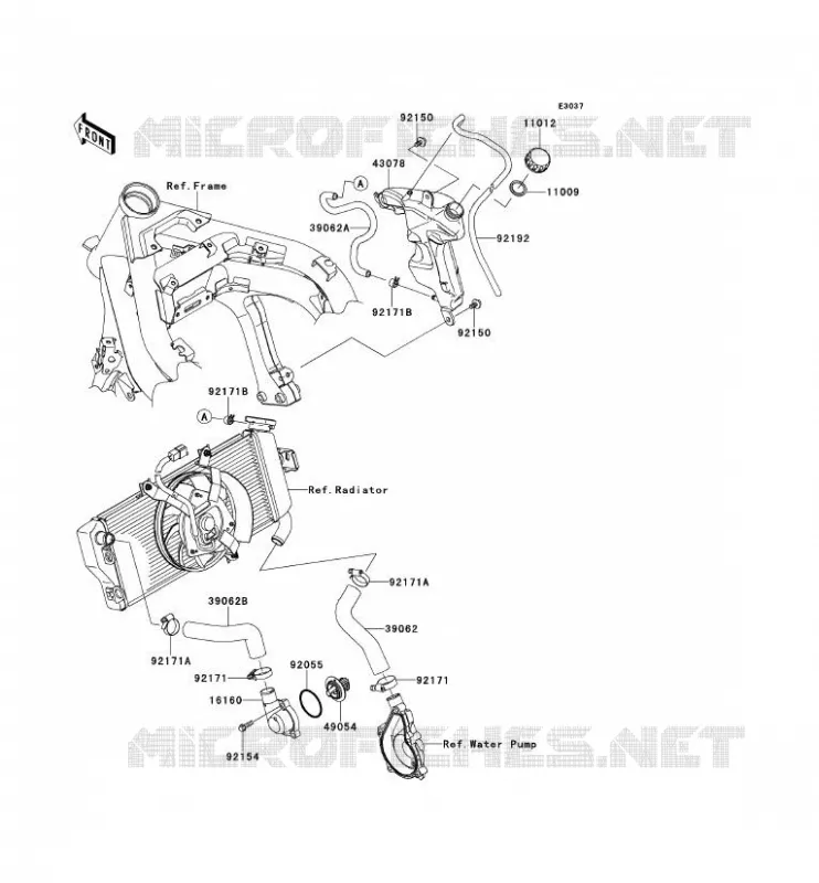 WATER PIPE Kawasaki MOTOS 650 2012 ER-6N  ER650ECF