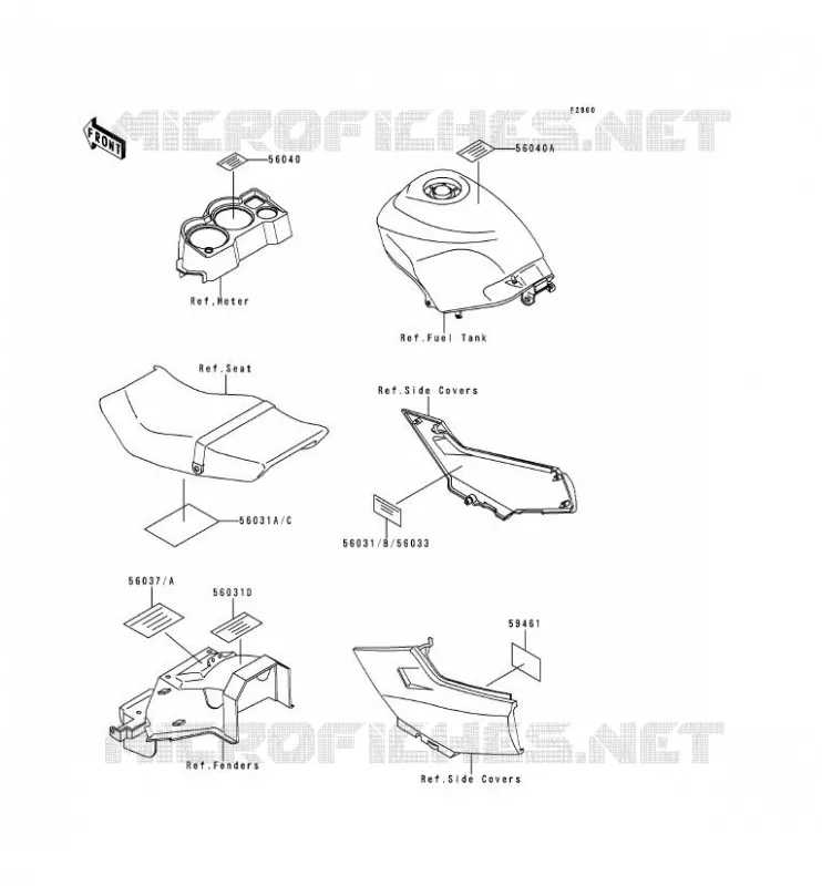 LABELS Kawasaki MOTOS 250 2000 NINJA 250R  EX250-F14
